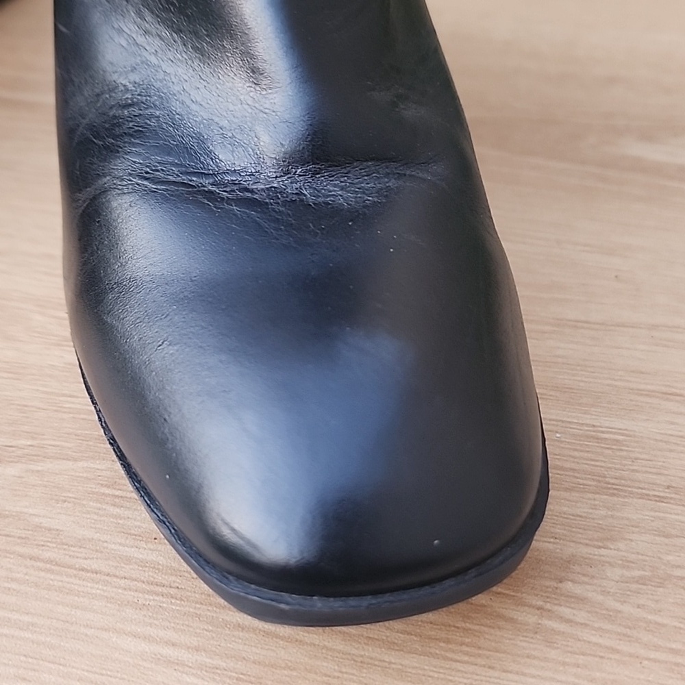 Marroqui Sanchez Black Leather Boots Side Zip Silver Rivets Size 39 - Picture 6 of 13